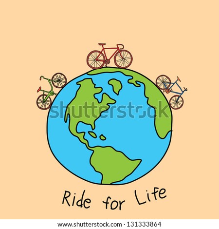 ride for life concept, hand drawing doodle style