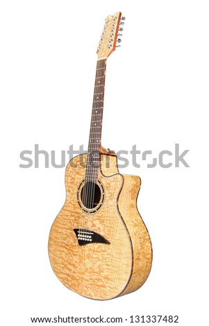 The image of a guitar under the white background