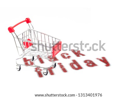 shopping cart and black friday sale wording 