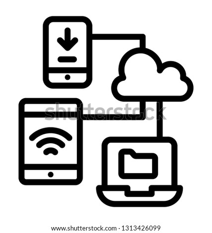 Cloud data line icon 