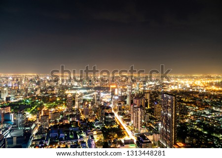 Beautiful city with architecture and building in Bangkok cityscape Thailand at night