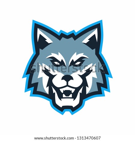 Vector mascot, cartoon, and illustration of a angry wolf head sport