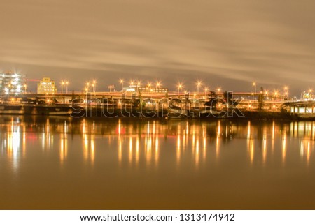 Portland Skyline at Night from Waterfront