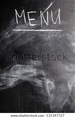 word menu on black  chalk board