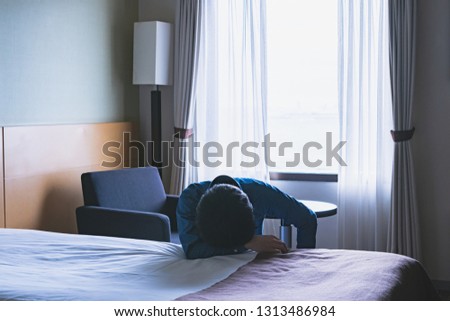 Depressed man in the room