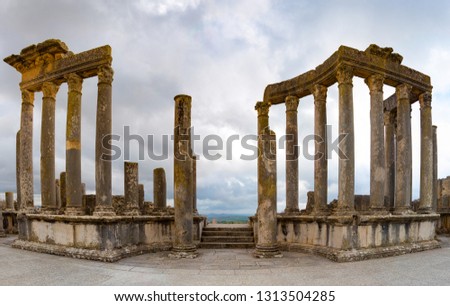 Ancient roman ruins in Tunisia Royalty-Free Stock Photo #1313504285