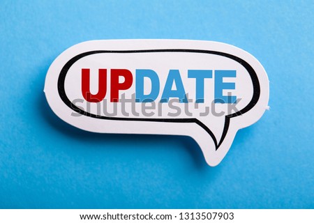 Update concept speech bubble isolated on blue background.