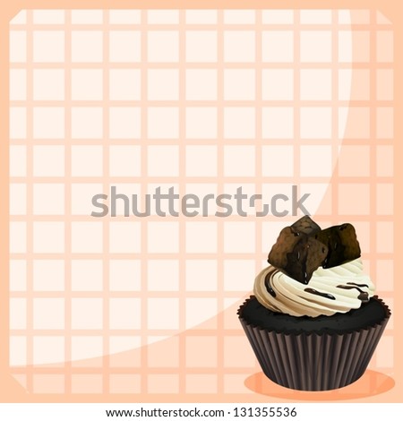 Illustration of a stationery with a chocolate cupcake