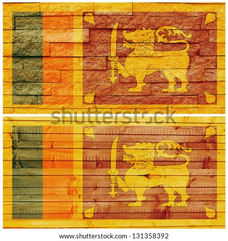 Vintage wall flag of Sri Lanka collage