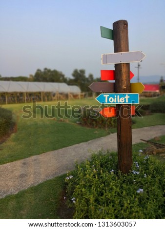 colorful toilet Icon. simple sign, signboard of public toilet on pole