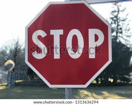 Stop road signal close-up