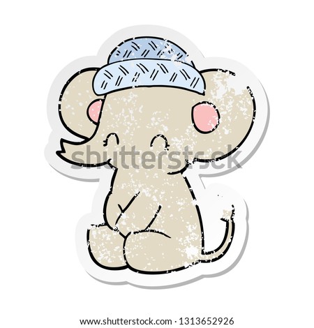 distressed sticker of a cartoon cute elephant