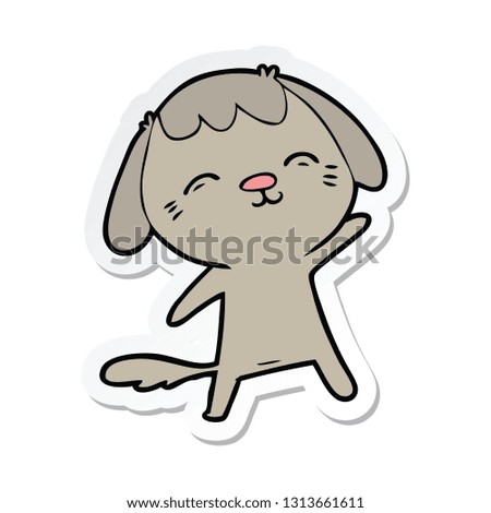 sticker of a happy cartoon dog
