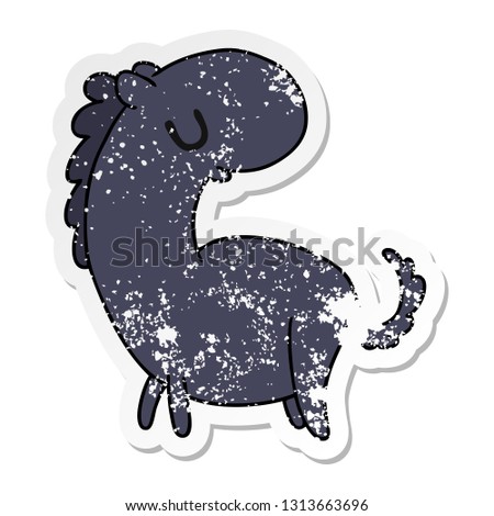 distressed sticker cartoon illustration kawaii of a cute horse