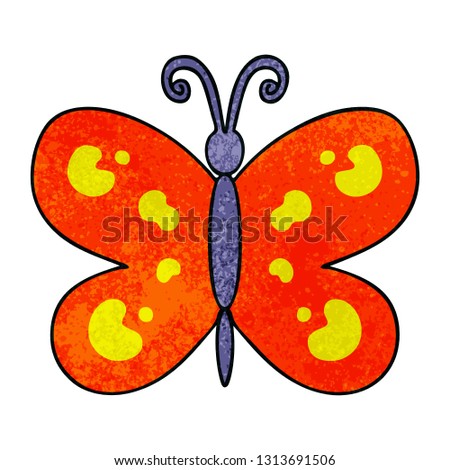 hand drawn quirky cartoon butterfly