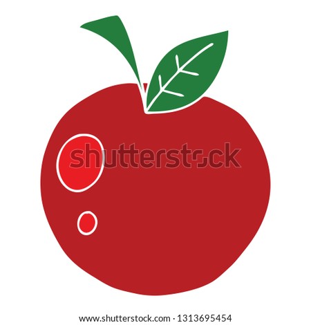 hand drawn quirky cartoon red apple