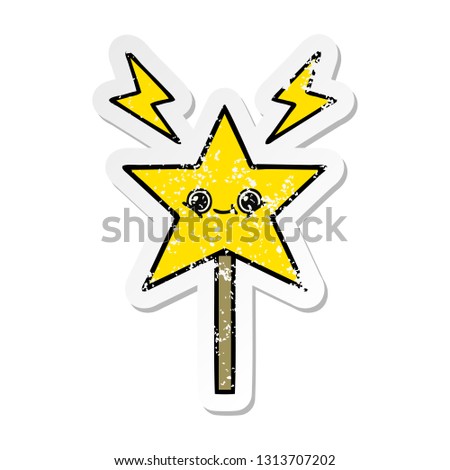 distressed sticker of a cute cartoon magic wand