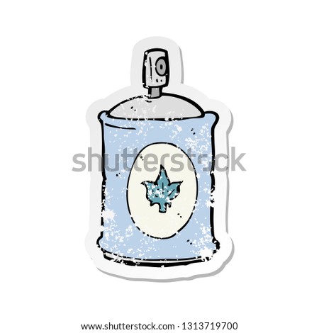 retro distressed sticker of a cartoon fragrance spray
