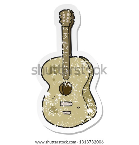 distressed sticker of a cartoon guitar