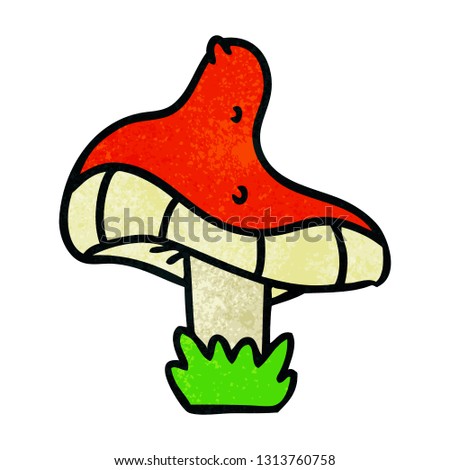 hand drawn textured cartoon doodle of a single mushroom