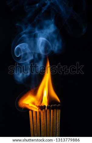 Matches, flame, burn, smoke and silhouette