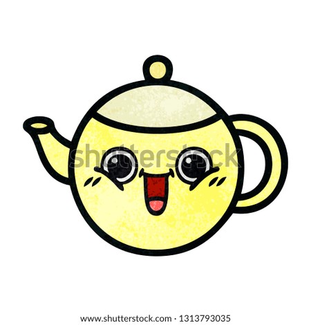 retro grunge texture cartoon of a tea pot