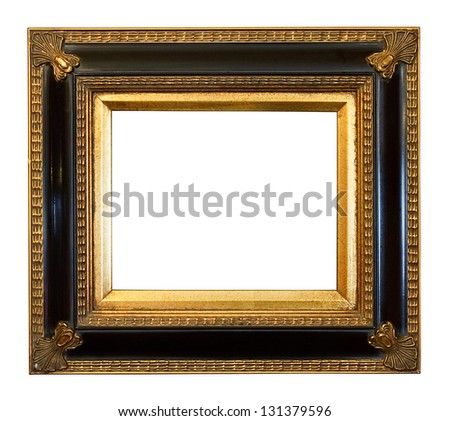 thick antique gold Gilded Picture Frame cut out on a white background