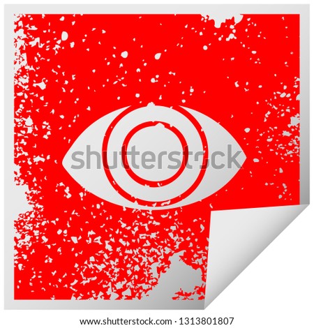 distressed square peeling sticker symbol of a eye