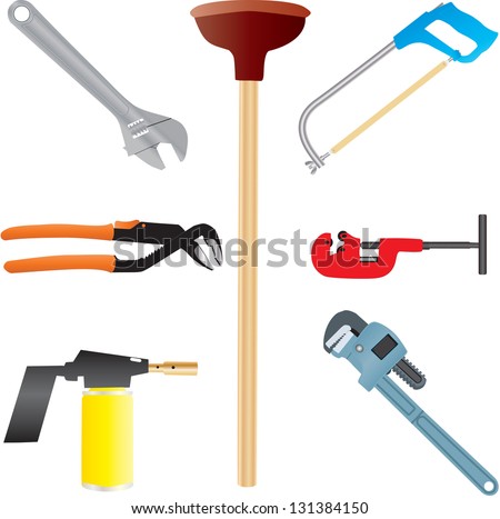 Plumbers Tools,Adjustable Spanner,Wrench,Pipe Wrench,Blow Torch,Pipe Cutter and Hacksaw