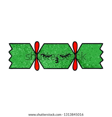 retro grunge texture cartoon of a christmas cracker
