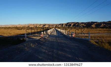 Gravel road bridge on the route 40 close to the andes in argentina
