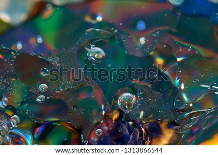 floating in the water abstract colorful oil drops.