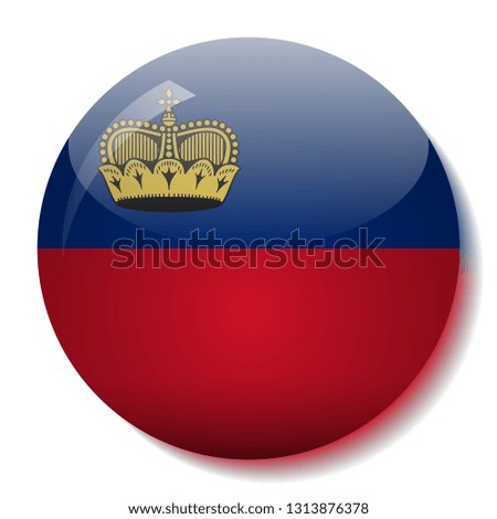 Liechtenstein flag glass button vector illustration