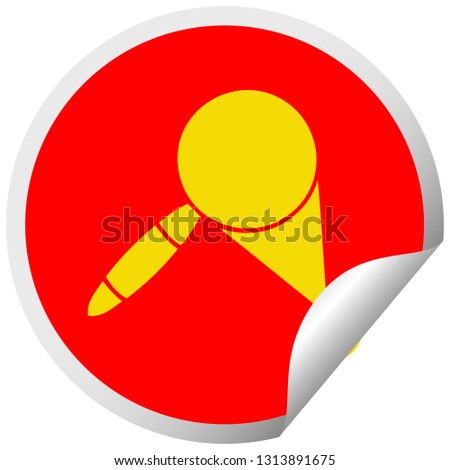 circular peeling sticker cartoon of a magnifying glass