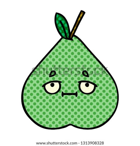 comic book style cartoon of a green pear