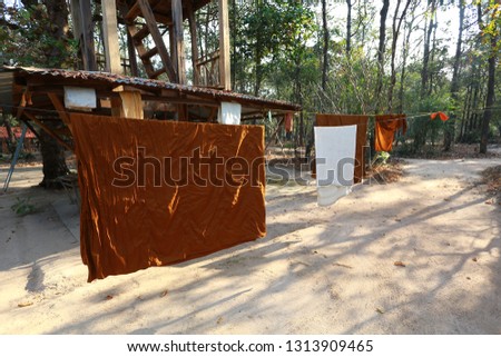 Tak, robes, temples in a rural area in Thailand, robes of robes in the temple grounds