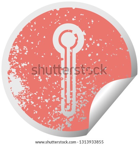 distressed circular peeling sticker symbol of a glass thermometer