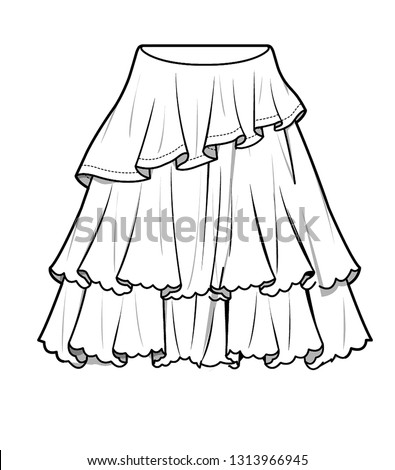 ruffle skirt drawing