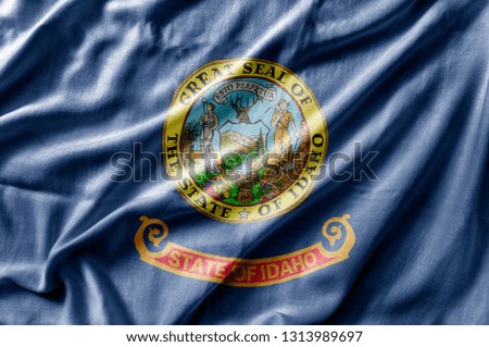 Waving detailed national US country state flag of Idaho