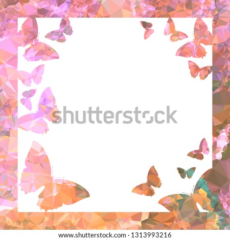 Beautiful mosaic background with butterflies. Decorative frame for text or photo.
