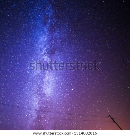 Milky Way and Starry Night Sky over Telegraph Post