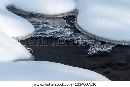 Ice and Snow Over Flowing Water.