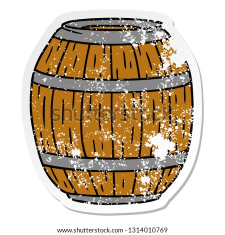 hand drawn distressed sticker cartoon doodle of a wooden barrel