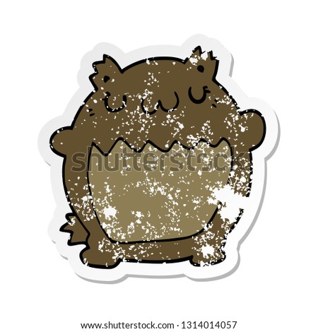 distressed sticker of a cartoon bear