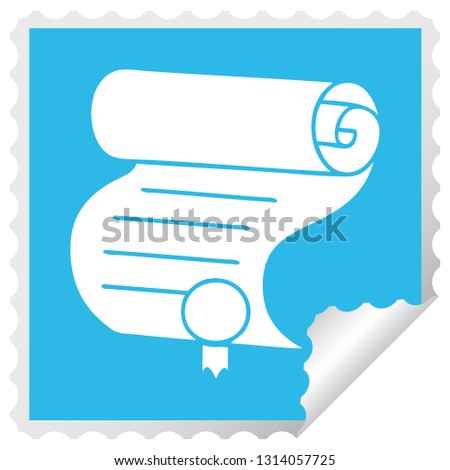 square peeling sticker cartoon of a important document