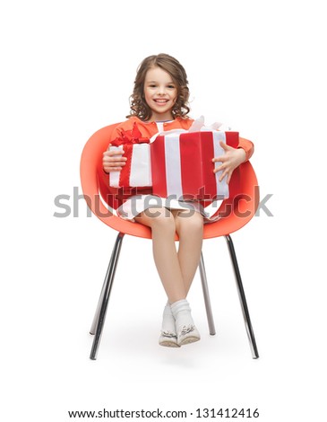 picture of beautiful girl with gift boxes