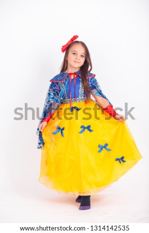 little girl snow White on white background