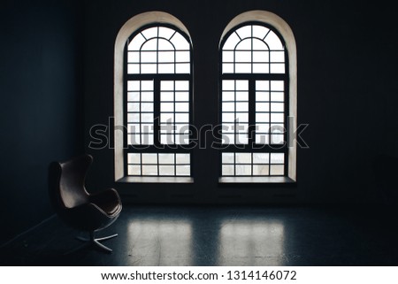 Arch window black background Royalty-Free Stock Photo #1314146072