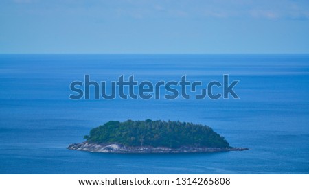 single island in the ocean from aerial view for miniamlist concept