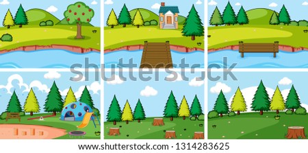 Set of nature house illustration